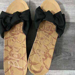 Blowfish Black Bow Slide Sandals